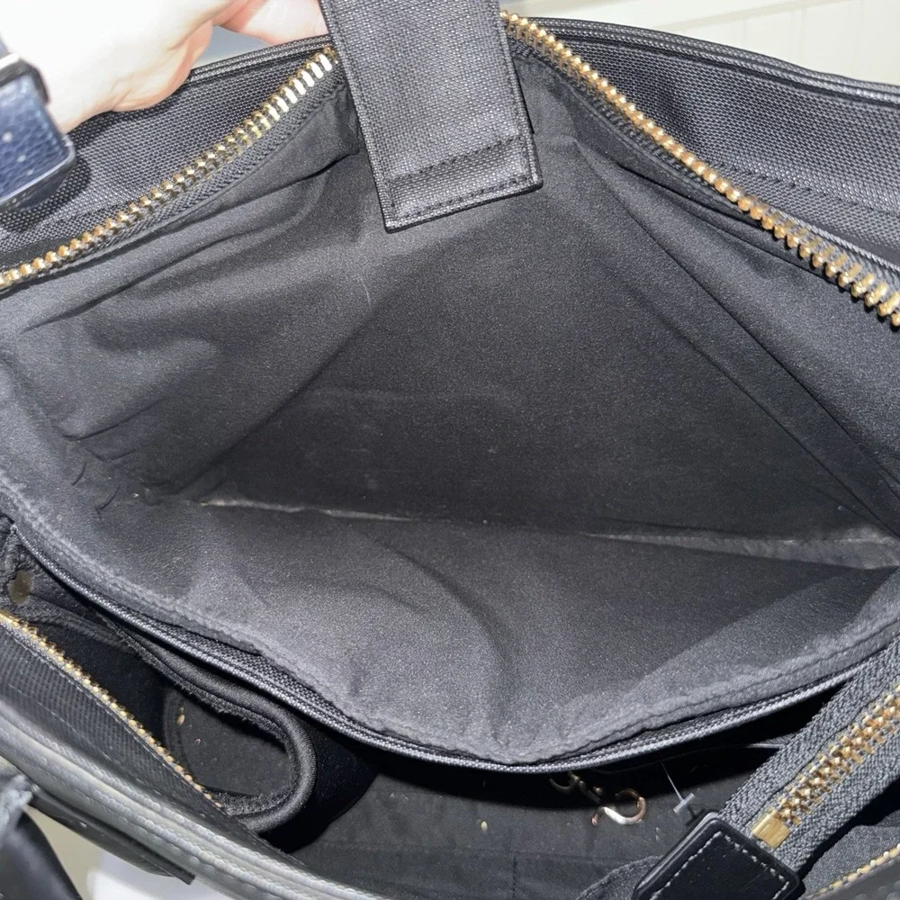 DAGNE DOVER Black Coated Canvas Large Laptop Computer Work Tote Diaper Bag Purse